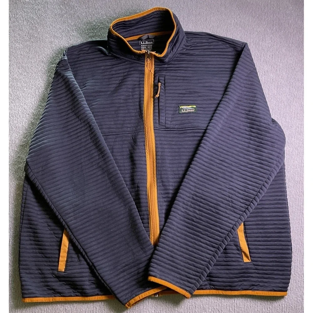 LL Bean Airlight Jacket Mens 3XL Blue Fleece Full Zip Pockets Outdoor Hiking